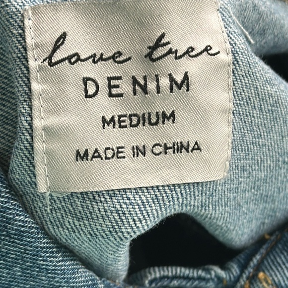 LOVE TREE Women’s Denim Jacket with White Lace-Up Detail Size M - Picture 7 of 7